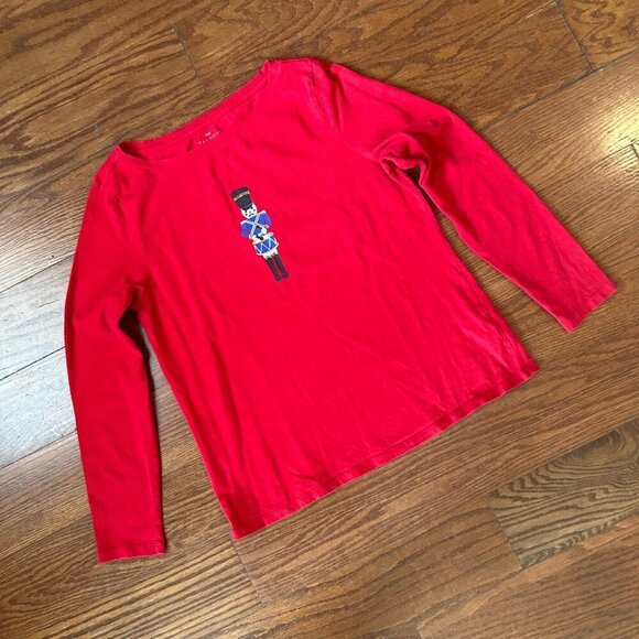 Talbots Christmas Nutcracker Blue Brummer Man Red Long Sleeve Tee Size Large - Picture 7 of 9